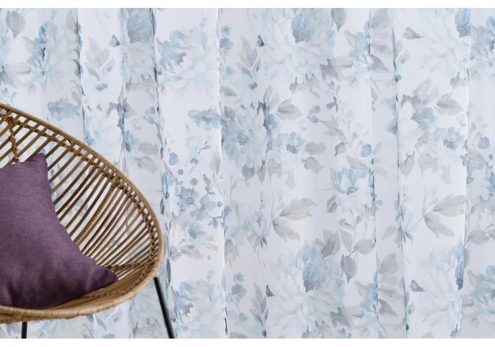 Fehér-kék átlátszó függöny 300x260 cm Elsa – Mendola Fabrics