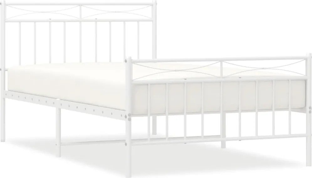 vidaXL fehér fém ágykeret fej- és lábtámlával 107 x 203 cm