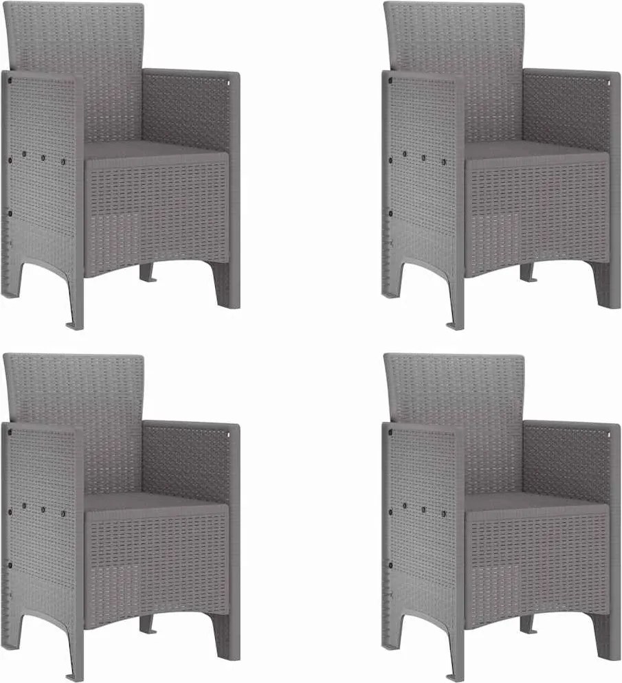 vidaXL Kerti Szék 4 pcs Világosszürke 53 x 49 x 85 cm Polipropilén