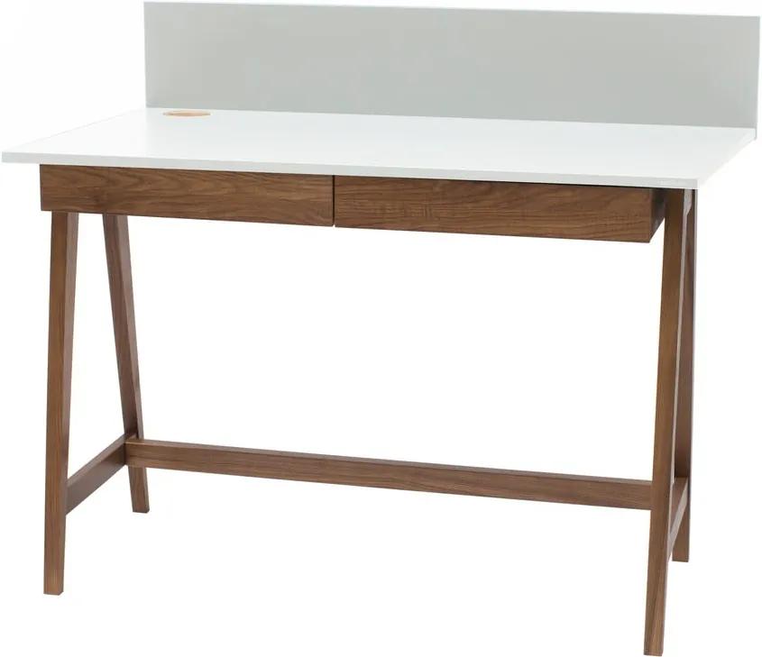 Luka Oak fehér íróasztal kőrisfa lábakkal, hossz 85 cm - Ragaba