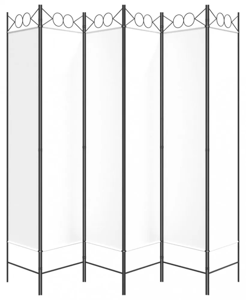 6-paneles fehér szövet térelválasztó 240 x 200 cm