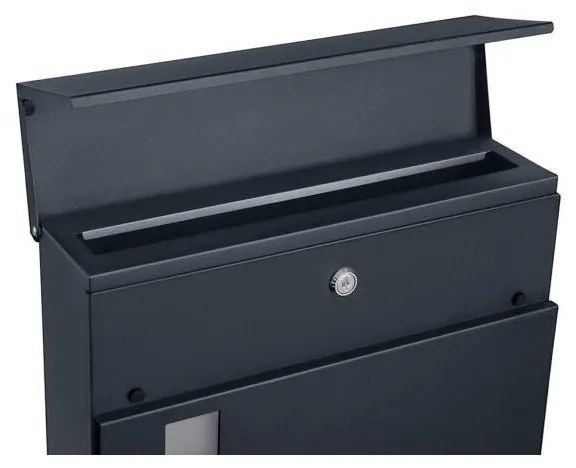 Modern postaláda újságtartóval, antracitszürke