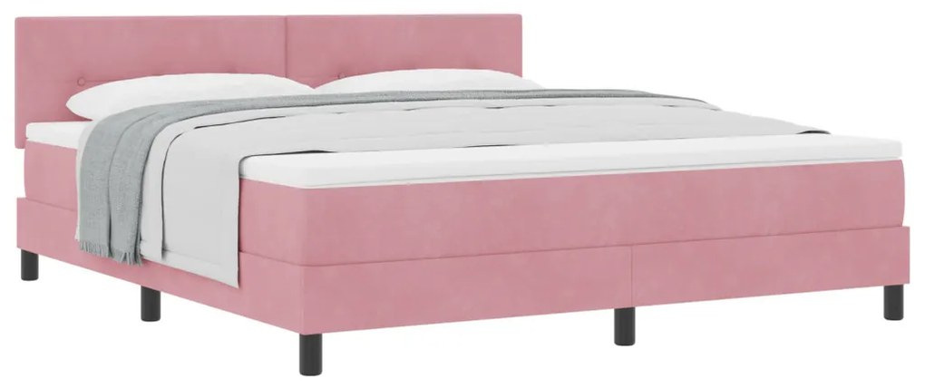 Boxspring Ágy Mattal Rózsaszín Szuper King Bársony