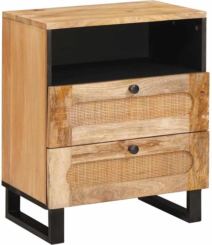 vidaXL Éjjeliszekrény Természetes 50 x 33 x 62 cm Tömör Mangófát