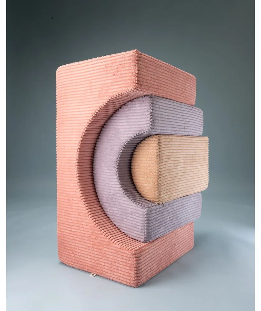 Rózsaszín kordbársony habszivacs játszótér 3 db-os magasság 37 cm 75x49 cm Rainbow Montessori – Wigiwama