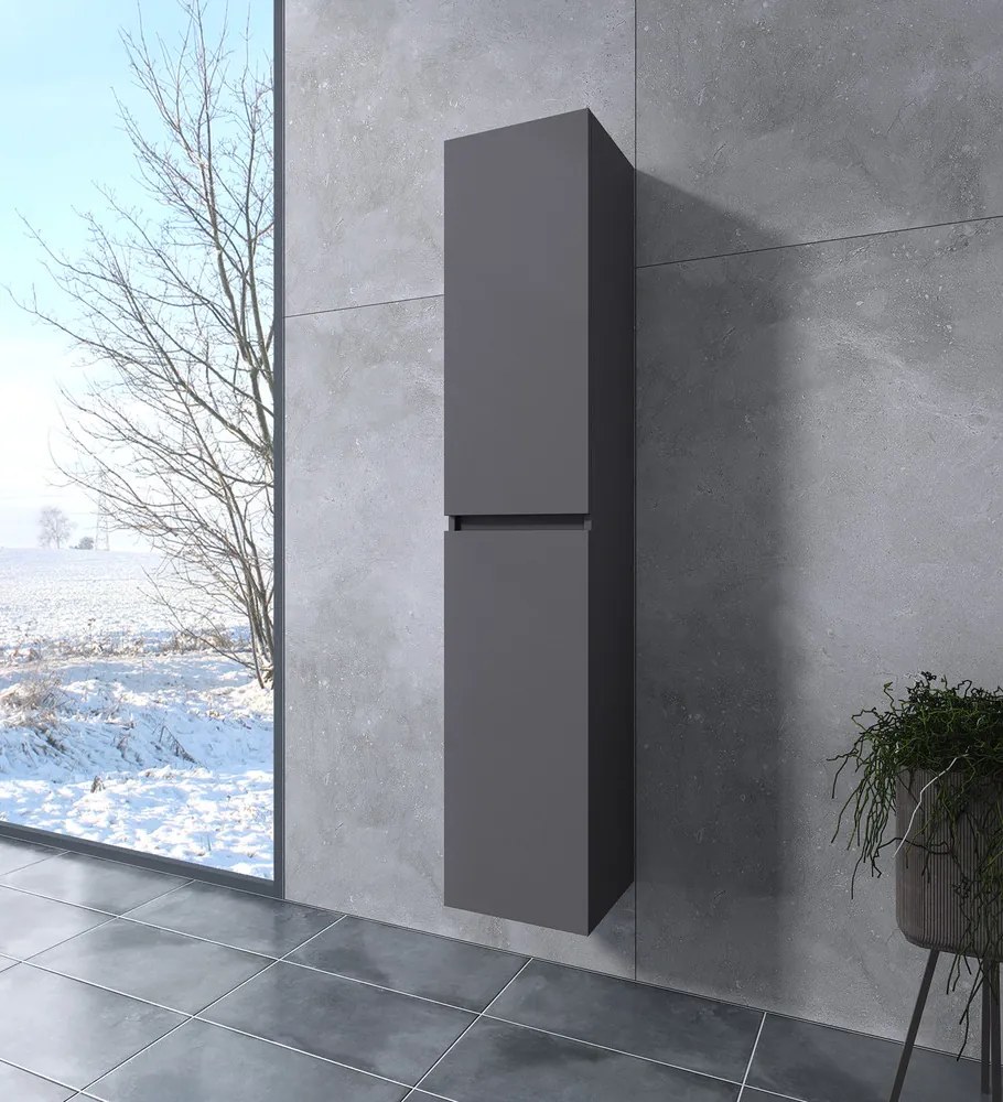 Burgundia || Matt antracit szürke, fürdőszoba szekrény