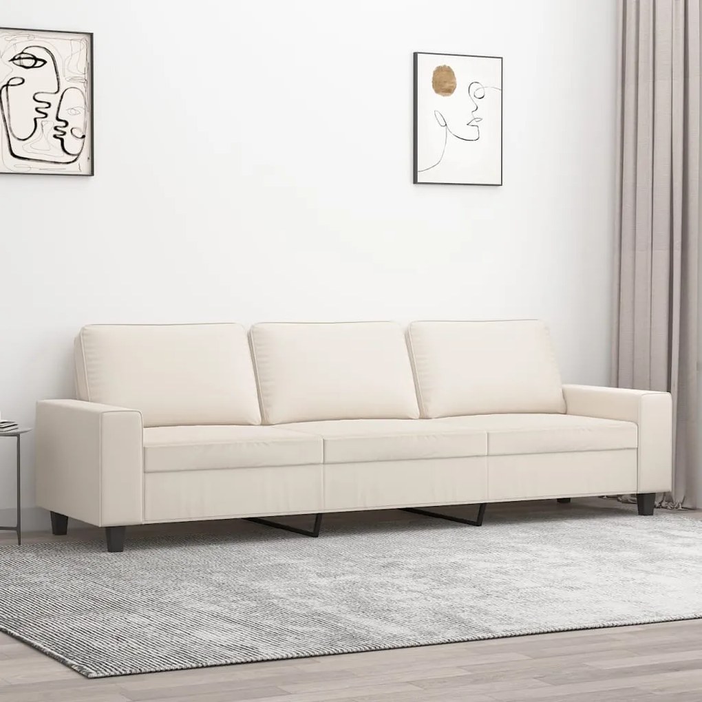 3 személyes bézs mikroszálas szövetkanapé 210 cm