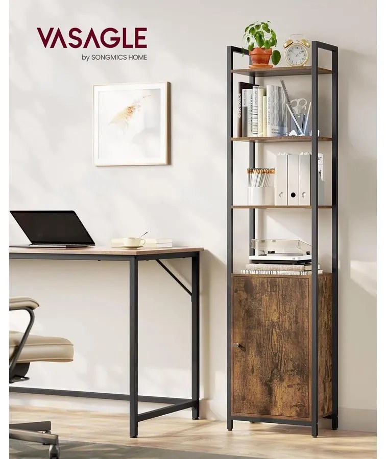 VASAGLE 6 szintes könyvespolc 24 × 40 × 159,5 cm, barna és fekete színben