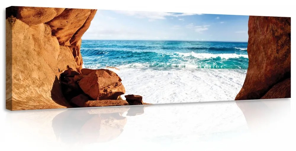 Barlangból kilátás a Tengerre vászonkép, 145x45 cm méretben