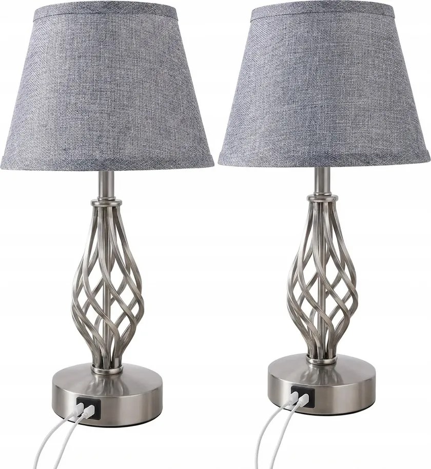 2 Db-os E27 46 Cm-es Szabályozható Usb Érintőképernyős Asztali Lámpa Szett