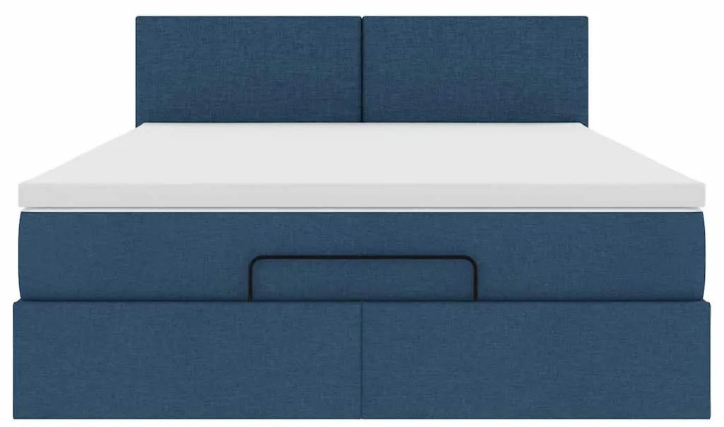 Ottomán ágy matraccal & LED kék 140x190 cm szövet