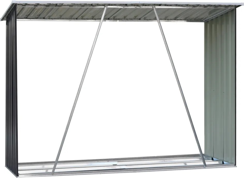 Tűzifa tároló, antracit/fehér, 217x82x154 cm, DARYL TYP 2