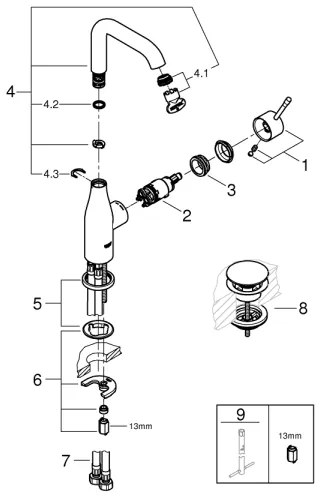 GROHE 23799001 - ESSENCE mosdócsaptelep, L méret, fényes króm