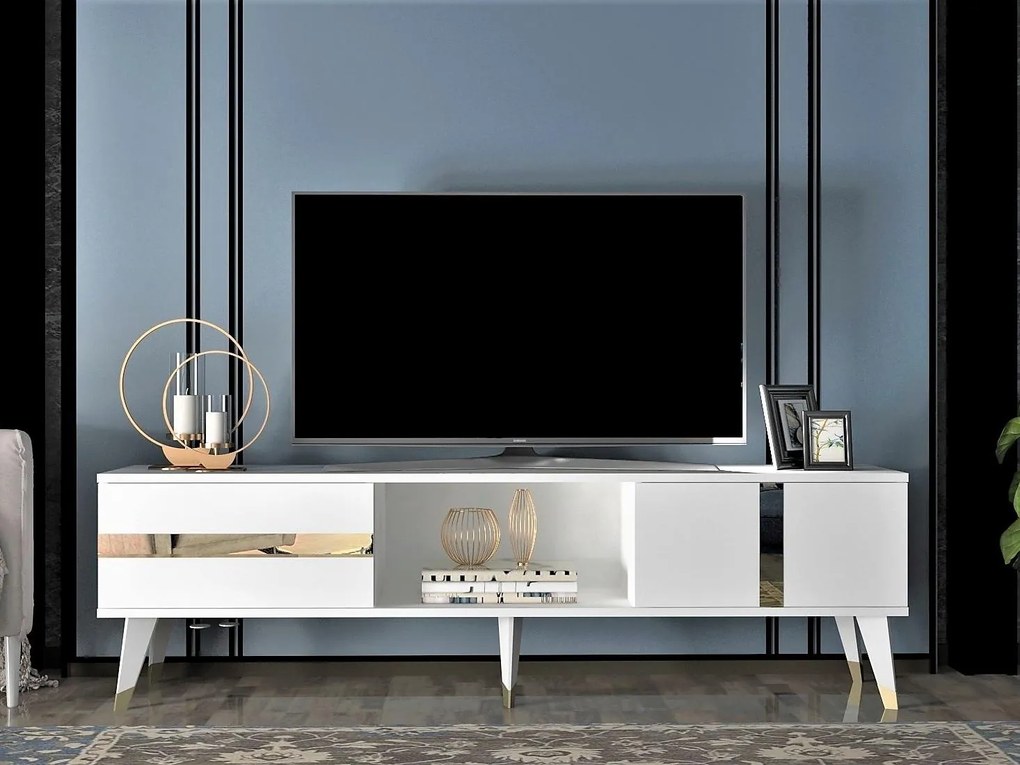 TV asztal/szekrény Vekika 2 (fehér + arany) . 1095252