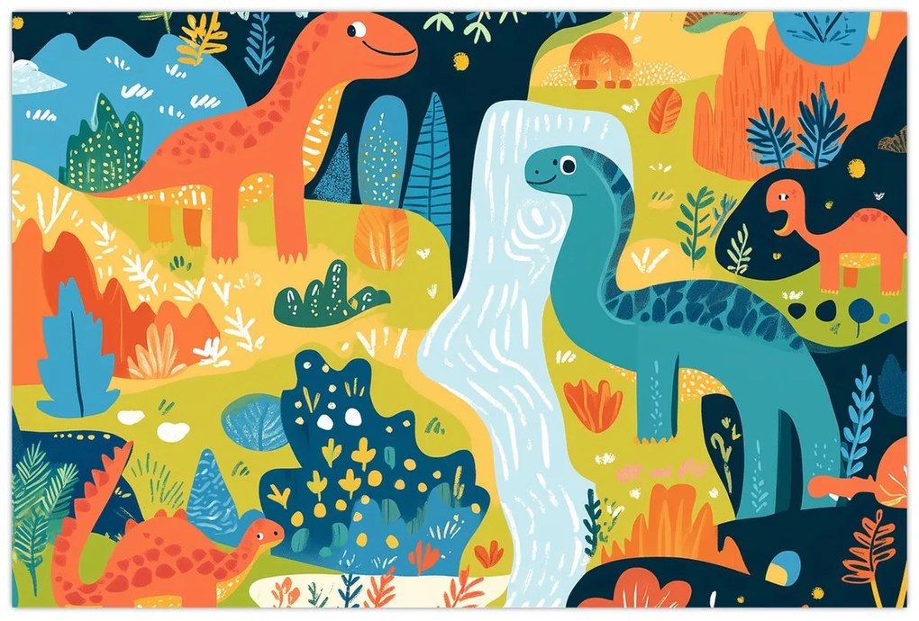 Kép - Vidám dinoszauruszok (90x60 cm)