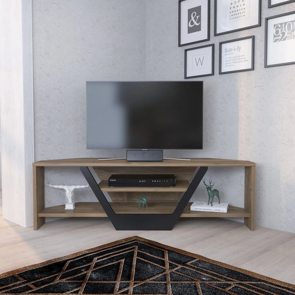 TV szekrény Sares - Walnut, Black