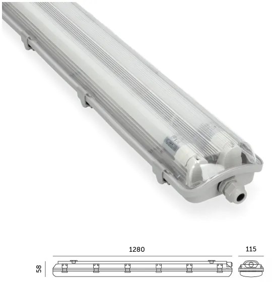 Brilagi -LED ipari fénycsöves világítás OPTIMA T8 2xG13/18W/230V 6500K IP65 128 cm