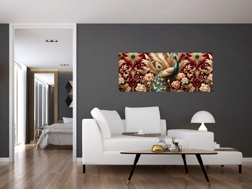 Kép – Elegáns páva (120x50 cm)