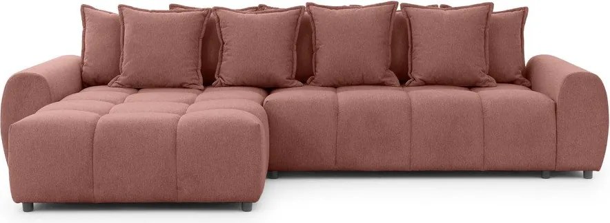 Terrakotta színű sarokkanapé (bal oldali-heverő résszel) Albane – Ropez