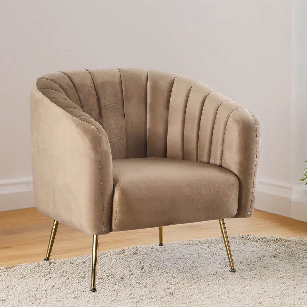 Design fotel, barna Velvet szövet/gold króm-arany, BAGY