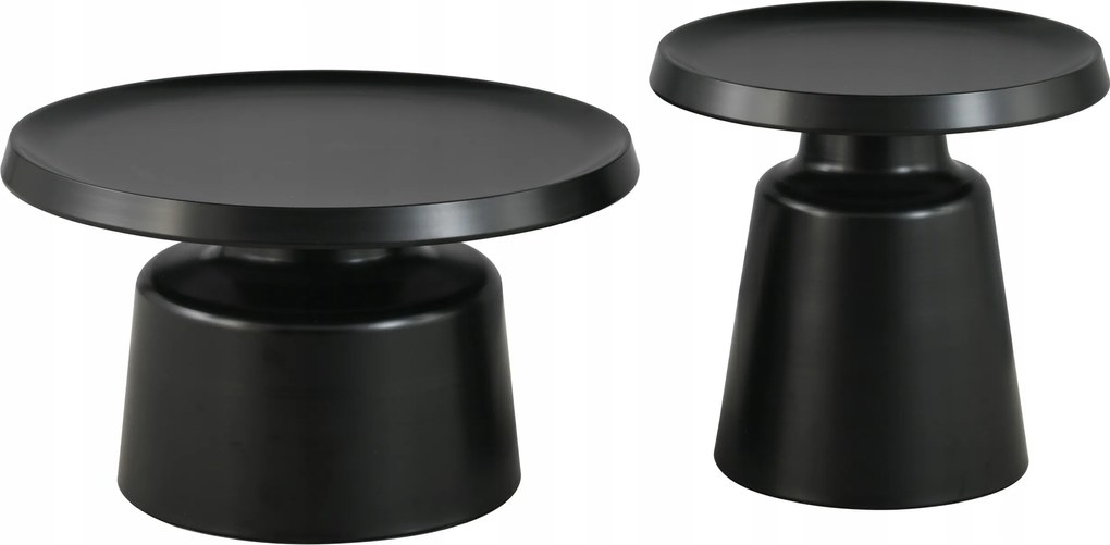 2 db-os kerek dohányzóasztal szett fekete nappaliba, hálószobába Lemos