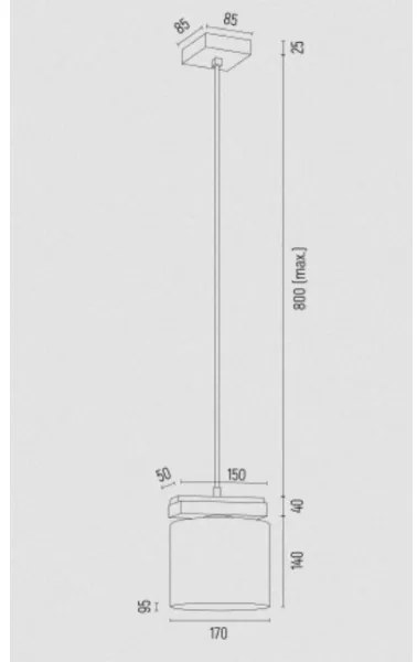 Argon 8276 - Csillár zsinóron CANOA 1xE27/15W/230V fekete
