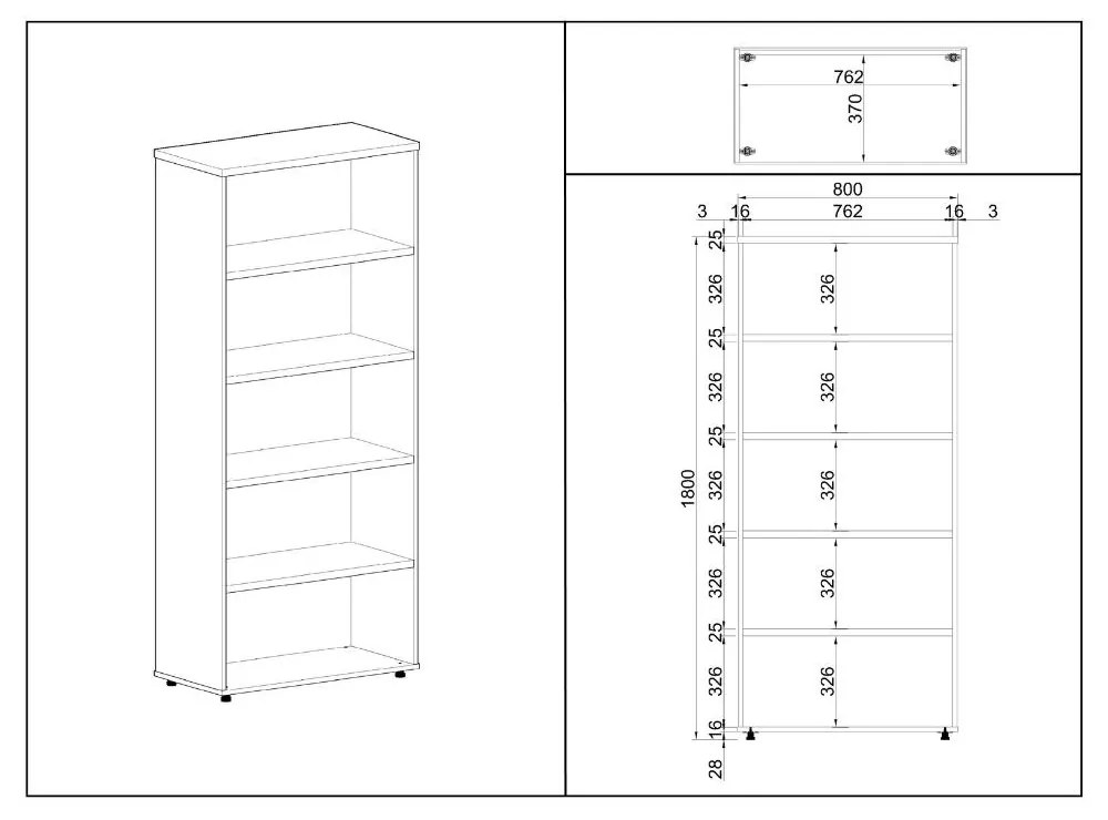 SimpleOffice magas szekrény 80 x 40 x 180 cm, dió / szürke