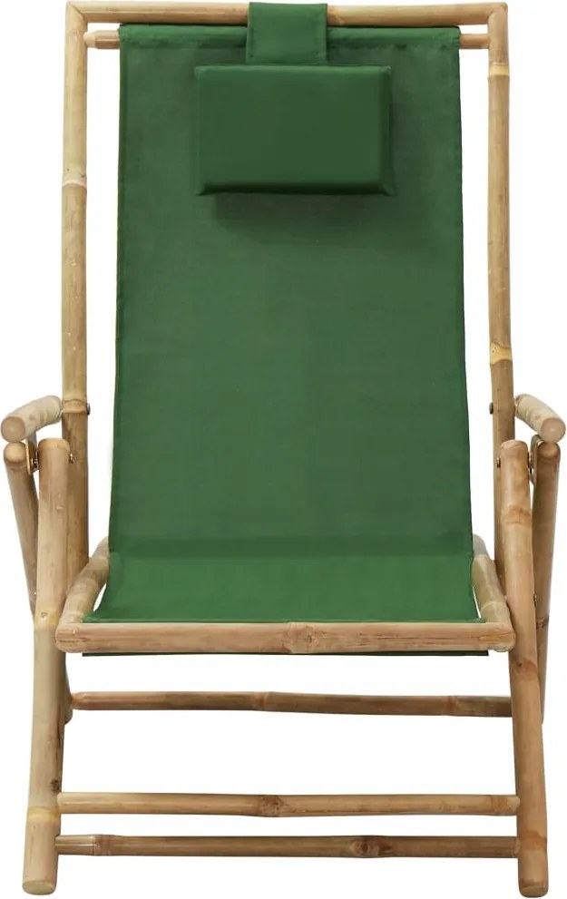 vidaXL zöld bambusz és szövet dönthető pihenőszék
