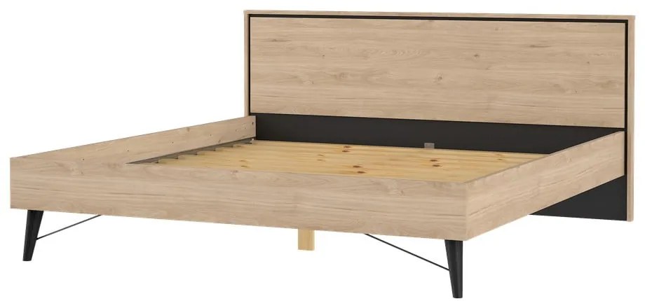 Natúr színű franciaágy ágyráccsal 180x200 cm tölgyfa dekorral Ry – Tvilum