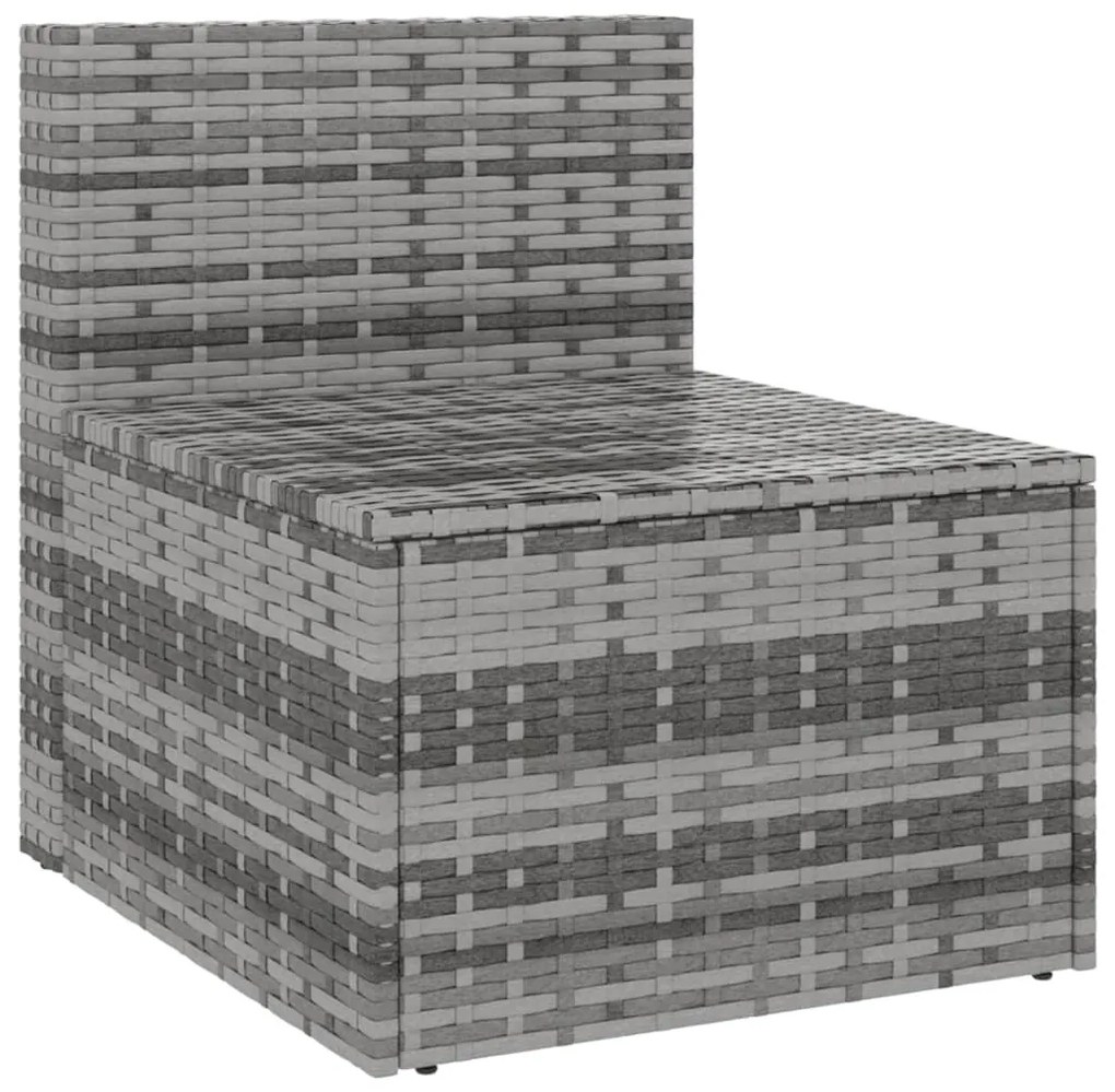 2 db szürke polyrattan kerti középső kanapé párnákkal