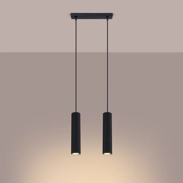 Sollux SL.1574 - Csillár zsinóron KARBON 2xGU10/10W/230V fekete