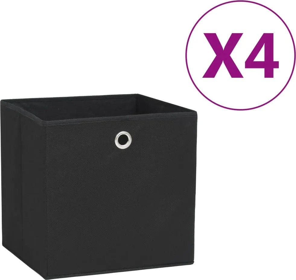 vidaXL 4 db fekete nem szőtt szövet tárolódoboz 28 x 28 x 28 cm