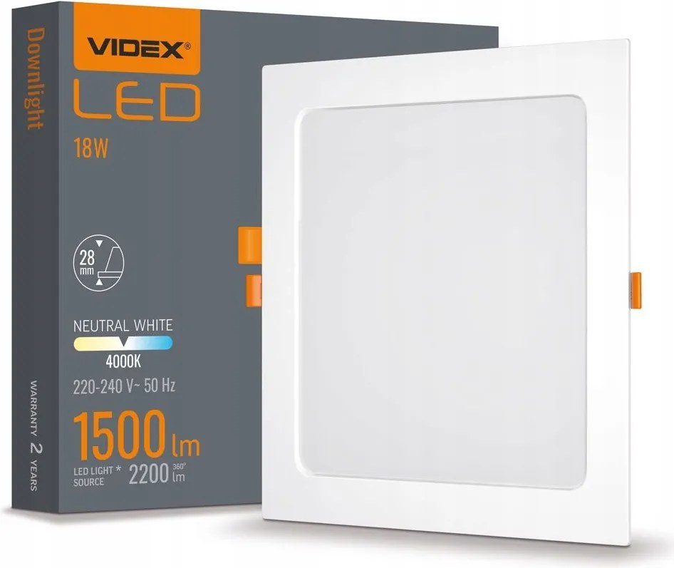 Led panel Süllyesztett lámpatest 18W 2200lm 4000K Semleges Fehér