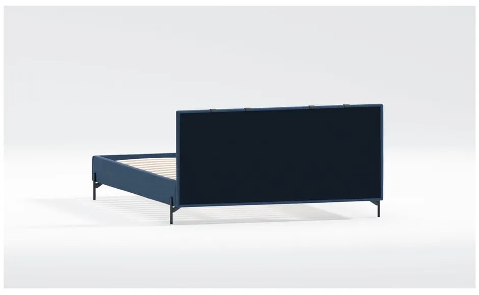 Sötétkék kárpitozott franciaágy ágyráccsal 140x200 cm Tulsa – Ropez