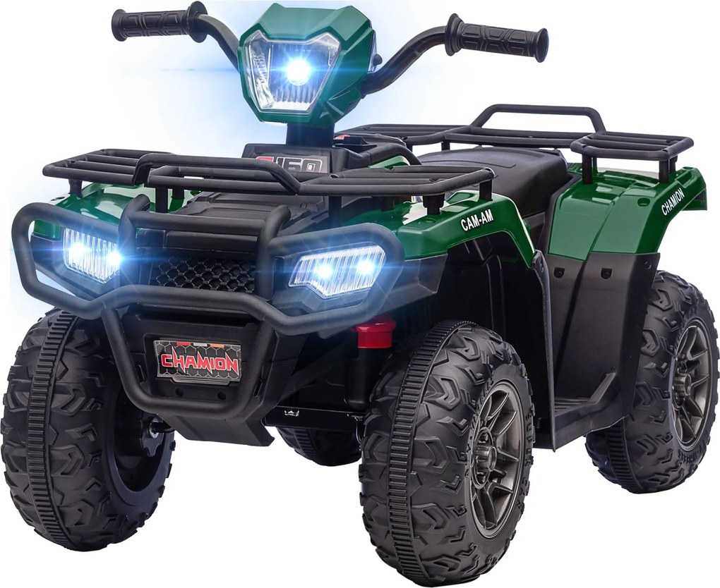 HOMCOM 12V-os Gyerek Quad, Előre-hátrafelé funkcióval, Zenével, MP3-mal, LED Fényszórókkal, 3-5 éves gyerekeknek, Zöld | Aosom