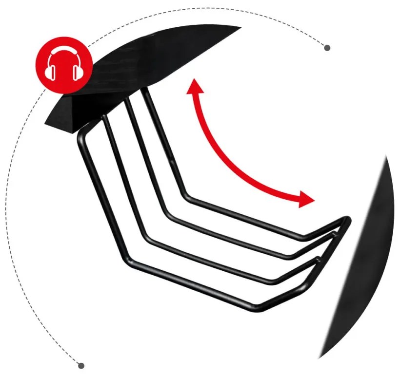 Gamer asztal fejhallgató és pohártartó fehér 120 cm x 60 cm