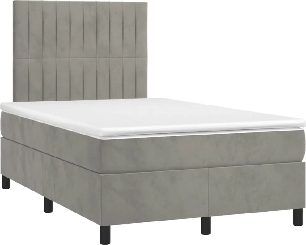 vidaXL világosszürke bársony rugós ágy matraccal 120 x 190 cm