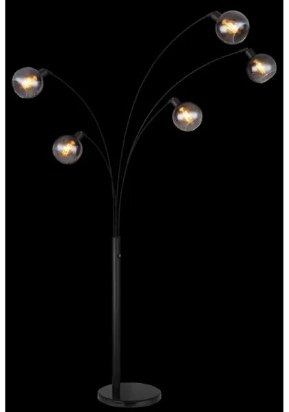 Globo 58228NBS - Állólámpa SEYMOUR 5xE27/40W/230V füstös