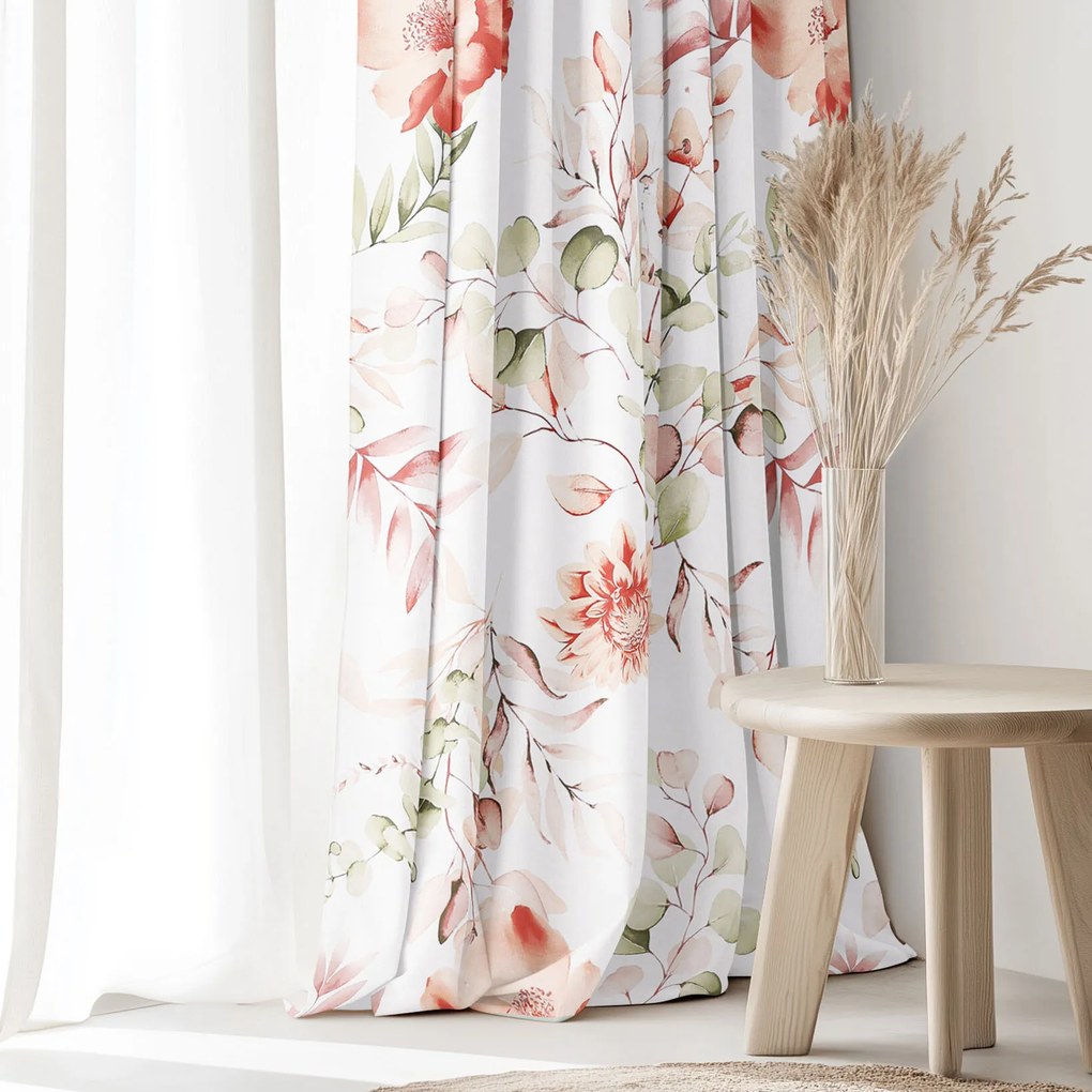 Goldea pamut drapéria deluxe - akvarell virágok 280x160 cm