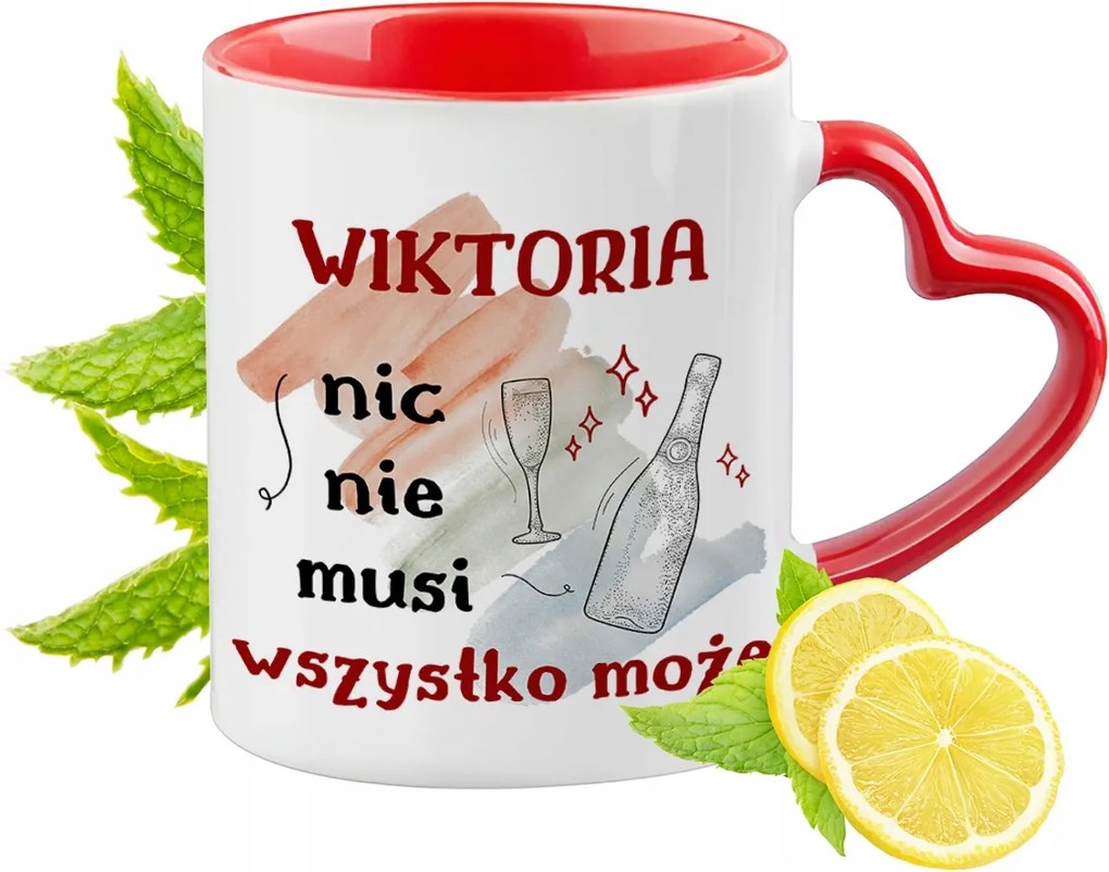 Viktória Piros Bögre Szív Alakú Füllel Ajándék