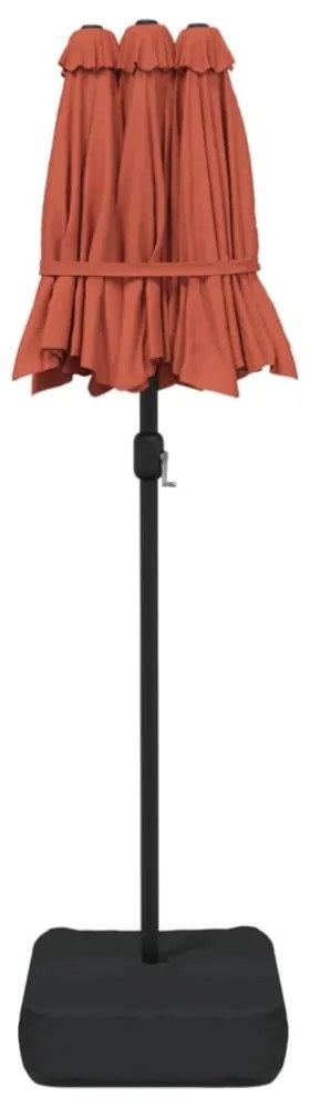 terrakotta dupla tetős LED-es napernyő 316x240 cm