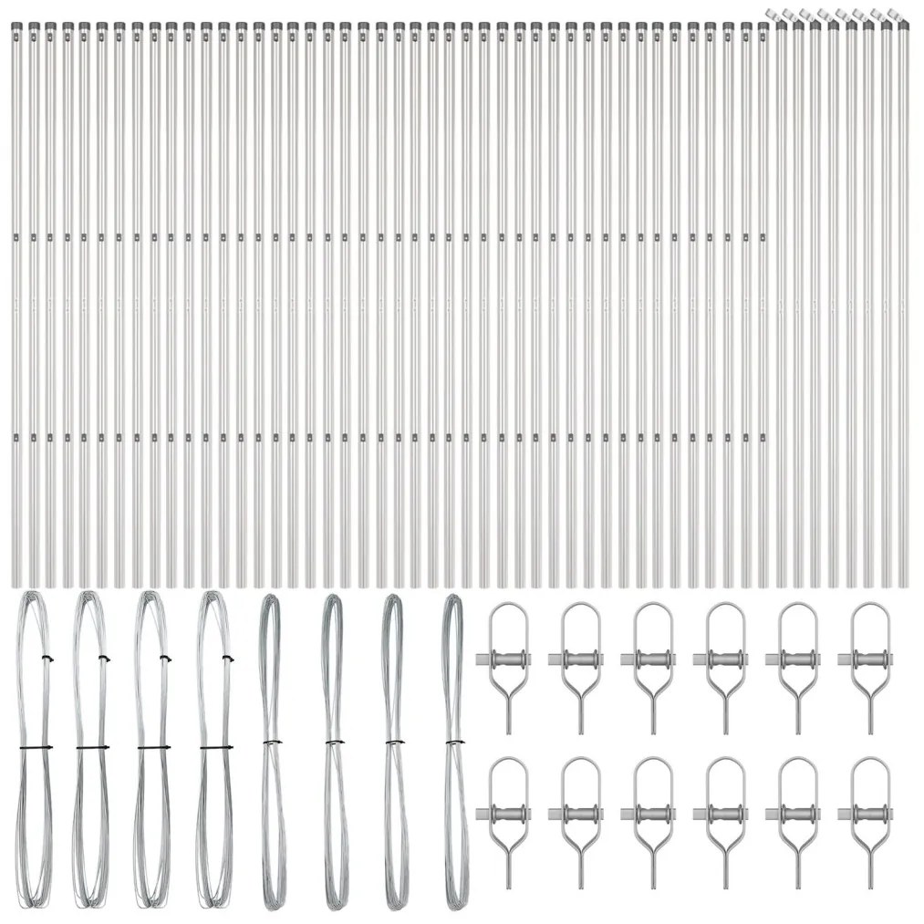 Kerítésoszlopok 52 db Ø32 mm 200 cm Horganyzott Acél