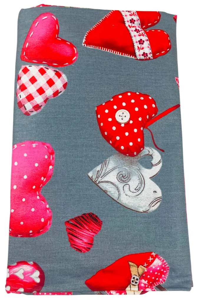 Pamut ágynemű Deluxe 3D Love szürke TiaHome - 1x Párna 90x70cm, 1x Paplan 140x200cm