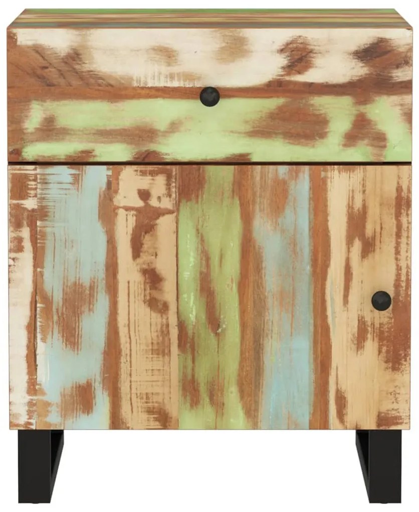 Tömör újrahasznosított és szerelt fa éjjeliszekrény 50x33x60 cm