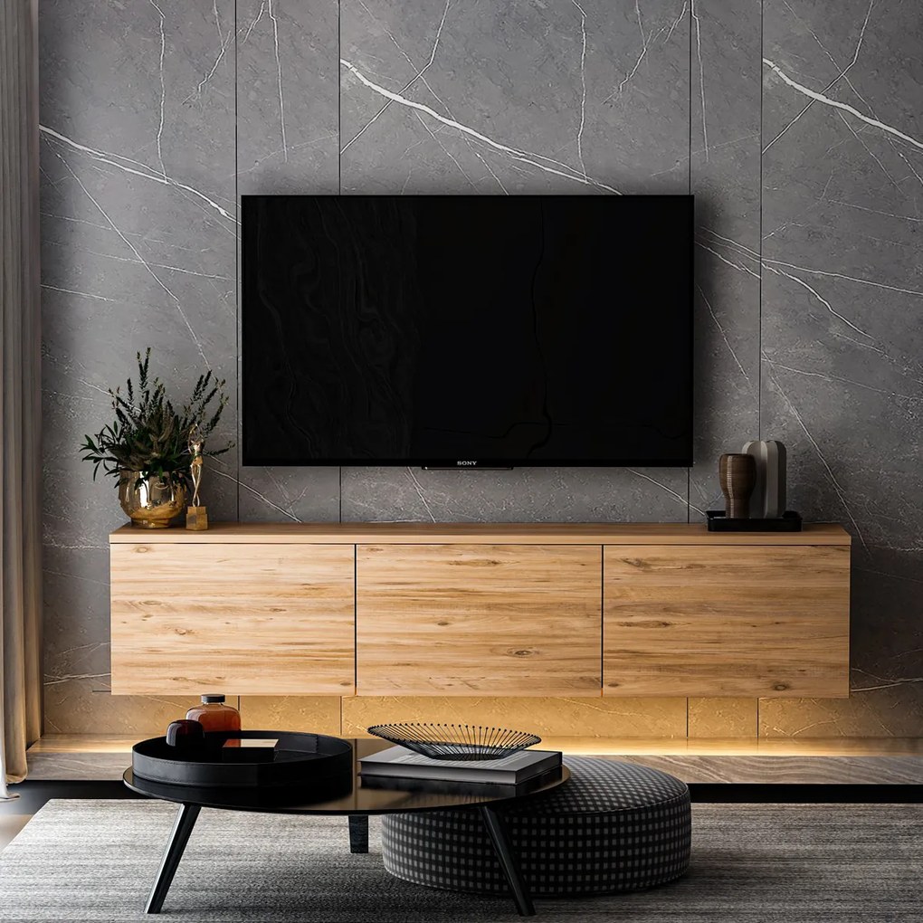 TV asztal Neon megvilágítású Atlantic fenyőfa