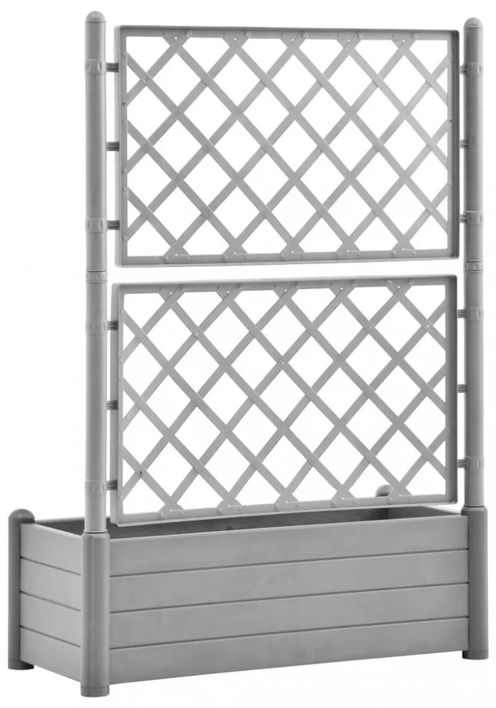kőszürke polipropilén rácsos kerti ültetőláda 100 x 43 x 142 cm