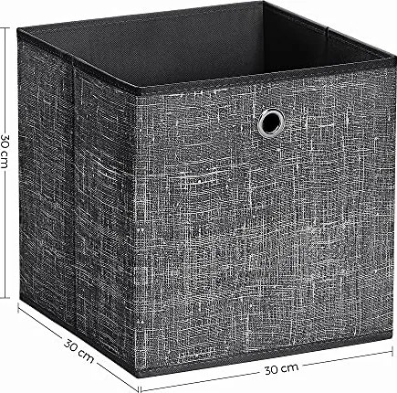 Tárolódobozok, 6 db-os szett, összecsukható doboz, foltos fekete