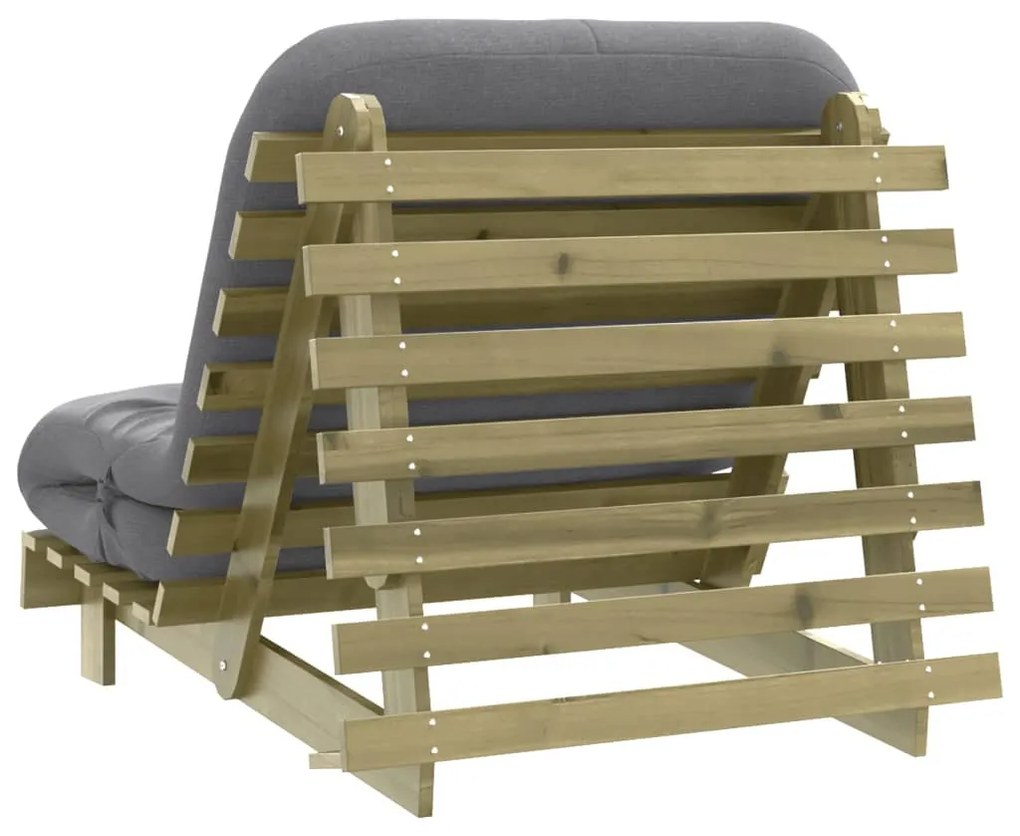tömör impregnált fenyőfa futon kanapéágy matraccal 80x206x11 cm
