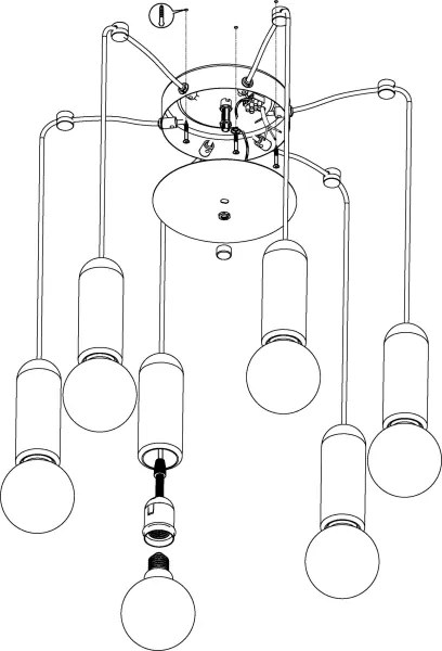 Eglo 39833 - Csillár zsinóron GIACONECCHIA 6xE27/40W/230V pók