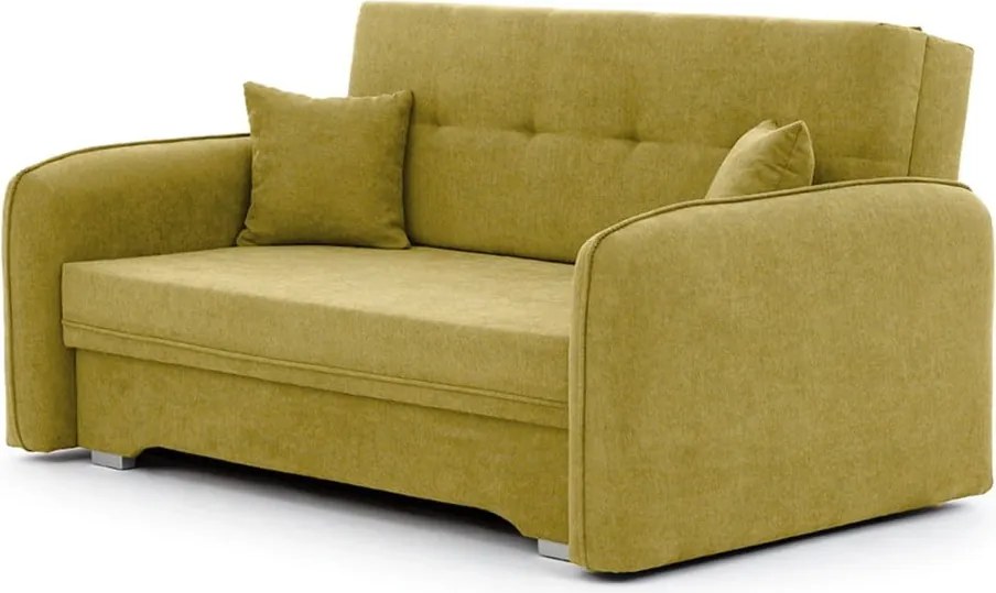 Sárga zsenília kinyitható-tárolóhelyes kanapé 155 cm Laine – ELTAP